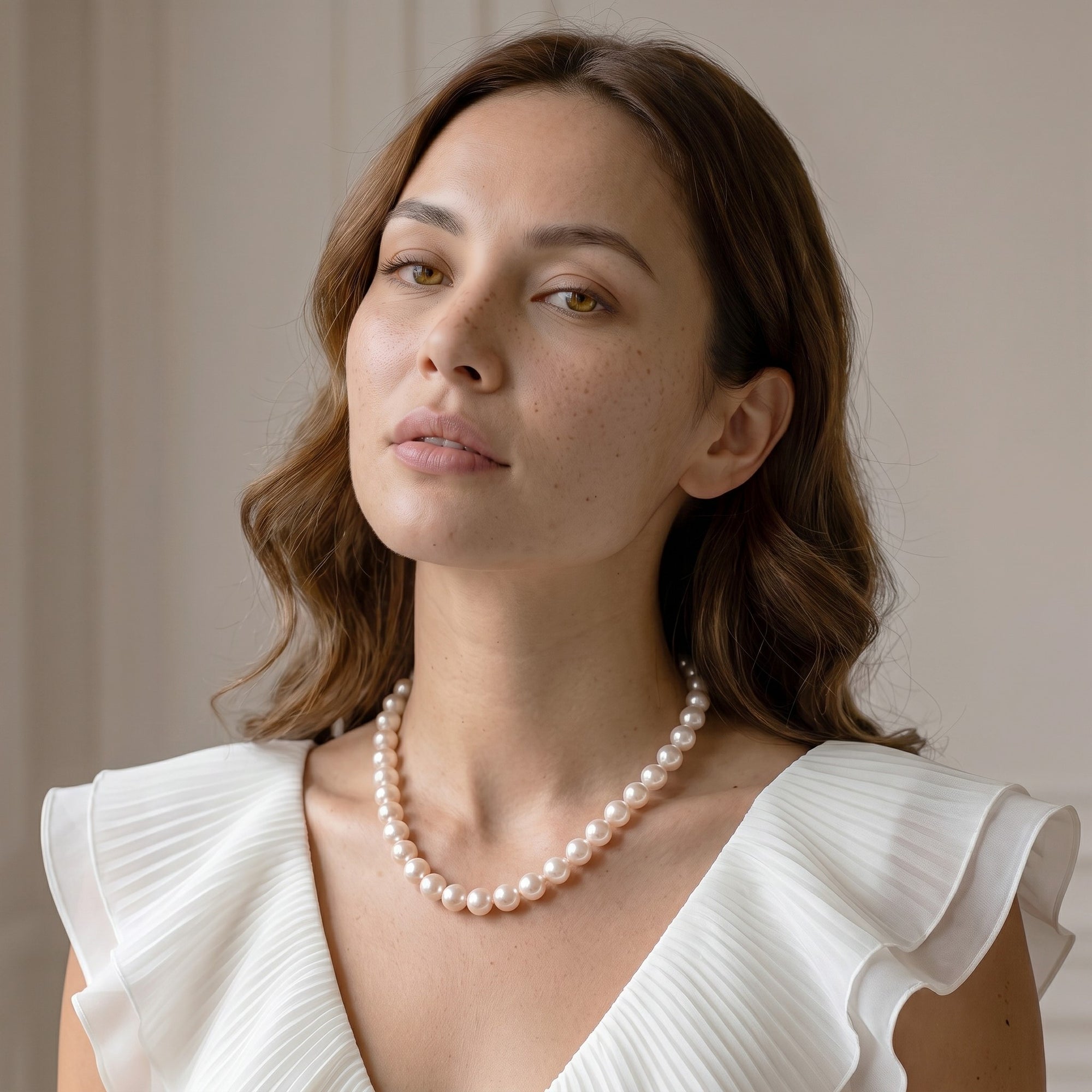 10.5-11.5mm White Freshwater Pearl Necklace- AAAA Quality
