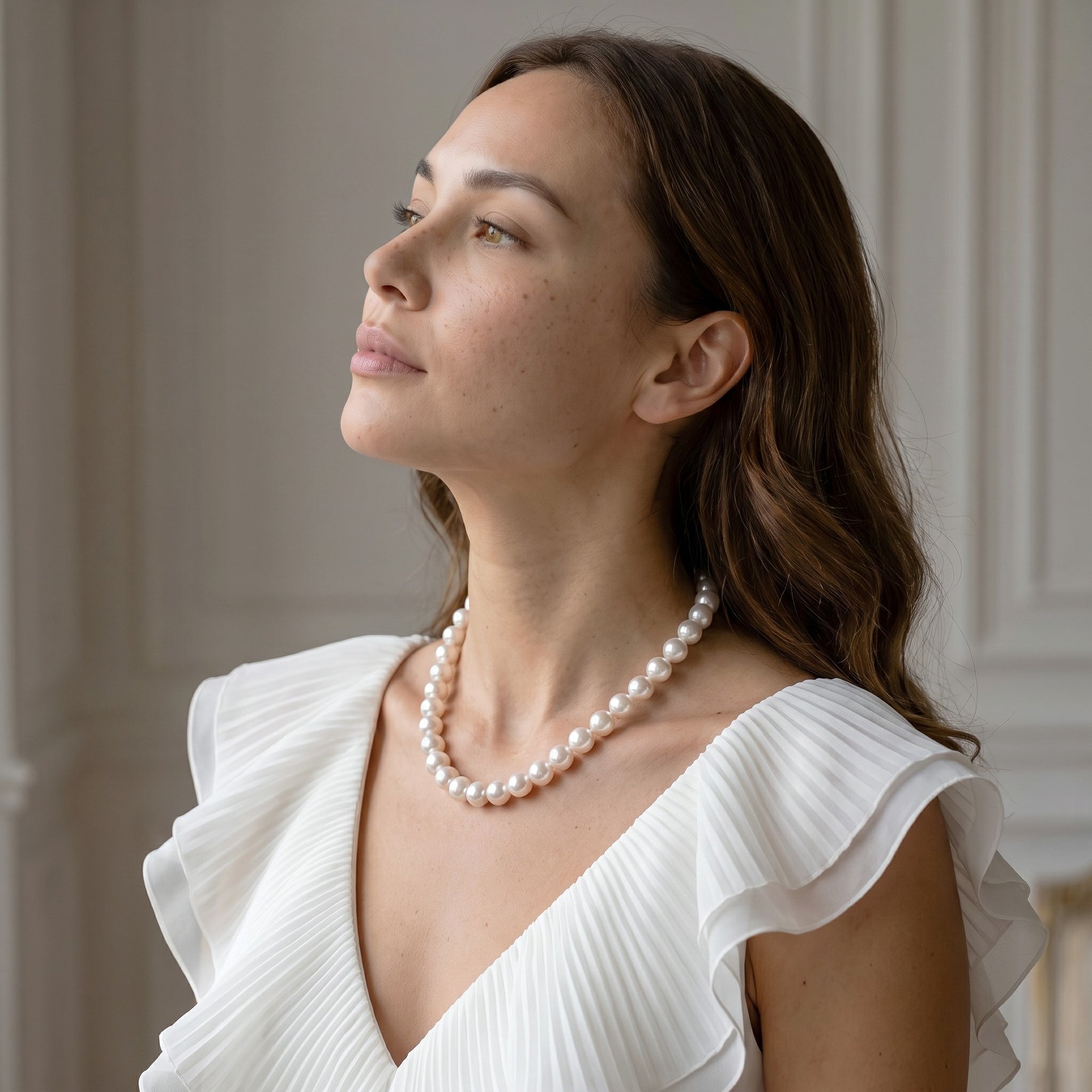 10.5-11.5mm White Freshwater Pearl Necklace- AAAA Quality