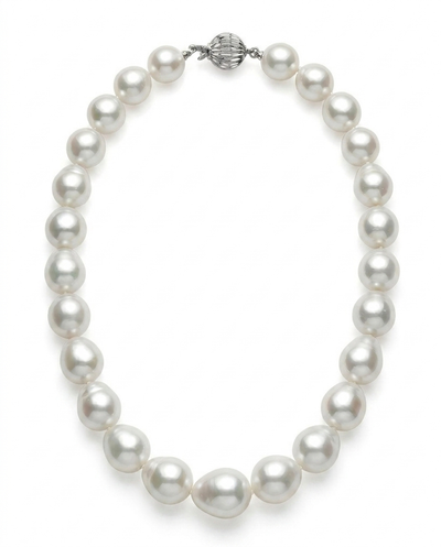 11-13mm White South Sea Drop Oval Pearl Necklace - AAA Quality