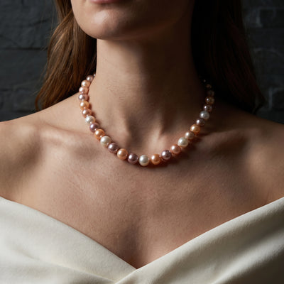 11.5-12.5mm Freshwater Multicolor Pearl Necklace - AAA Quality
