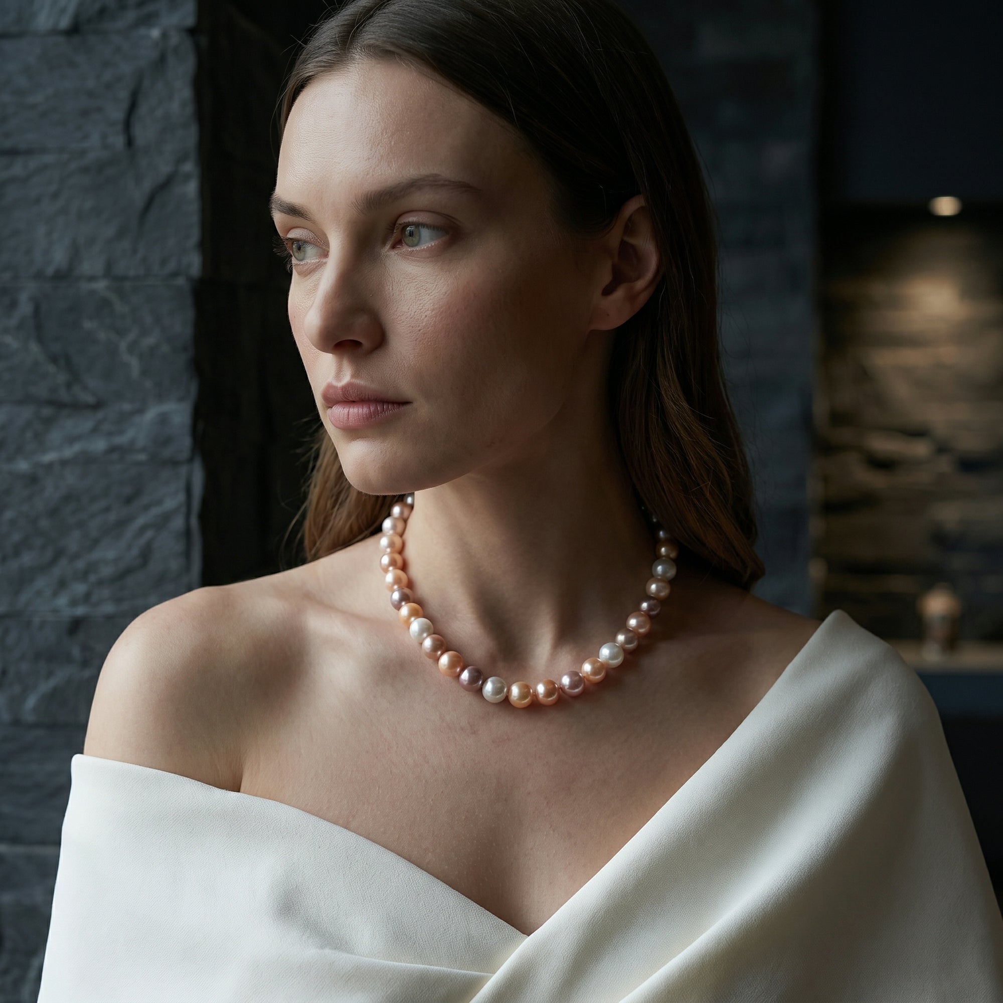 11.5-12.5mm Freshwater Multicolor Pearl Necklace - AAA Quality