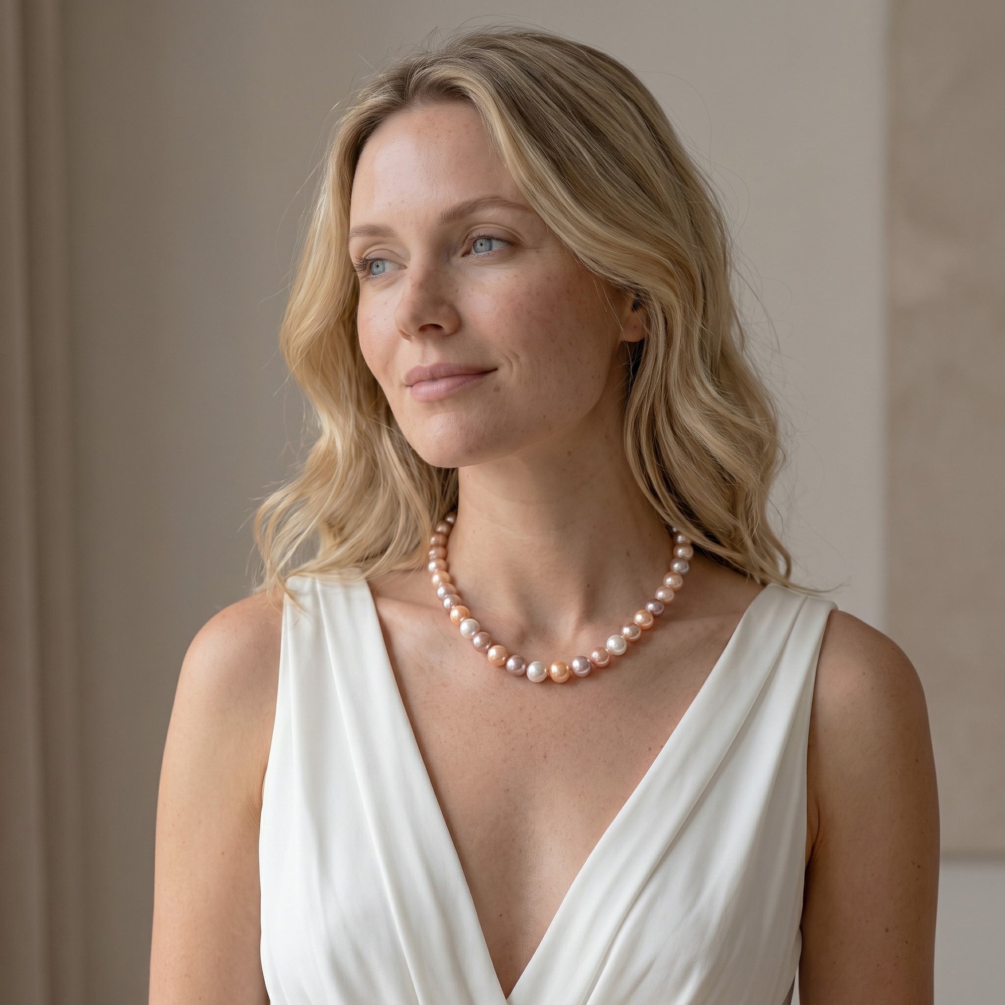11.5-12.5mm Freshwater Multicolor Pearl Necklace - AAAA Quality