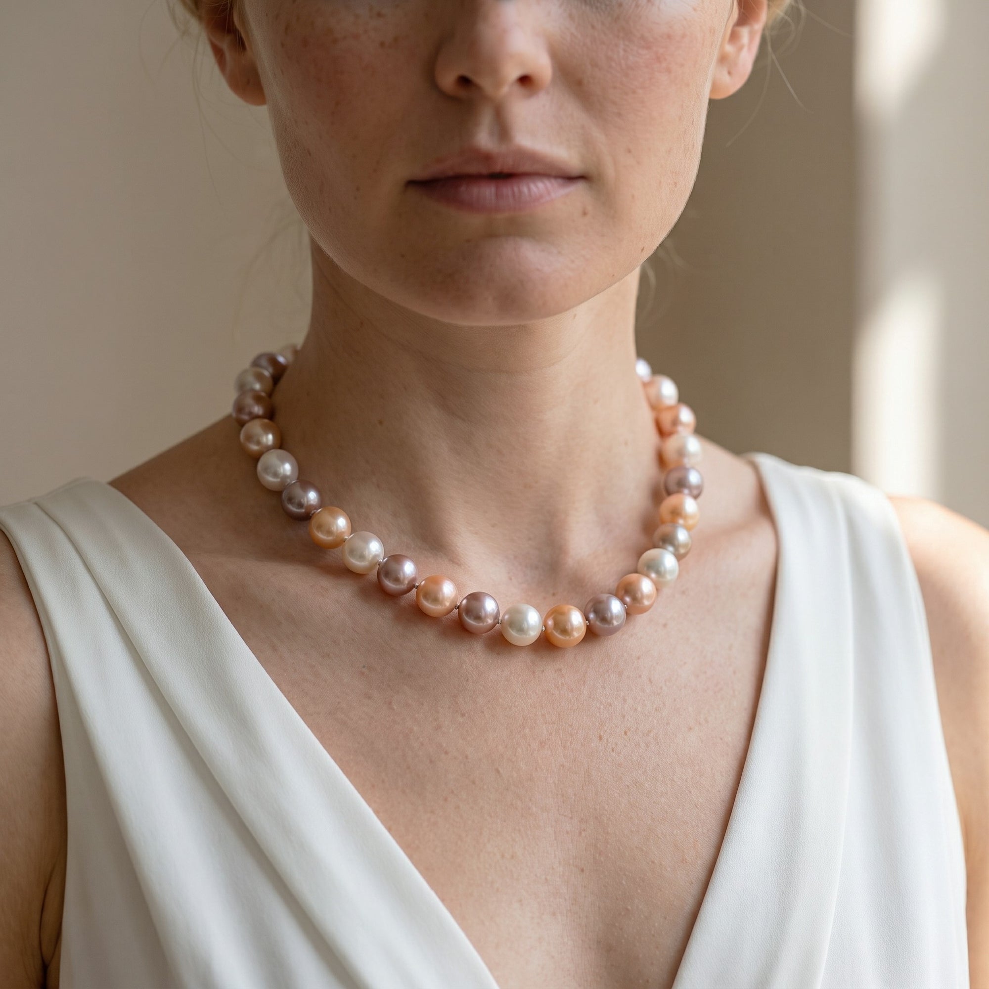 11.5-12.5mm Freshwater Multicolor Pearl Necklace - AAAA Quality