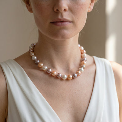 11.5-12.5mm Freshwater Multicolor Pearl Necklace - AAAA Quality