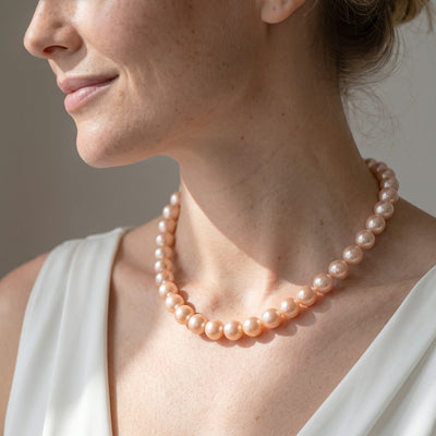 11.5-12.5mm Peach Freshwater Pearl Necklace - AAA Quality