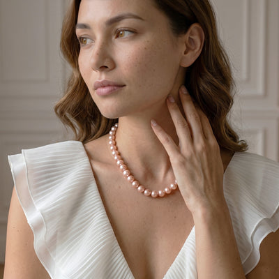 11.5-12.5mm Pink Freshwater Pearl Necklace - AAA Quality