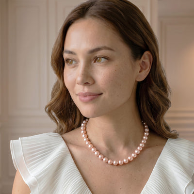 11.5-12.5mm Pink Freshwater Pearl Necklace - AAA Quality