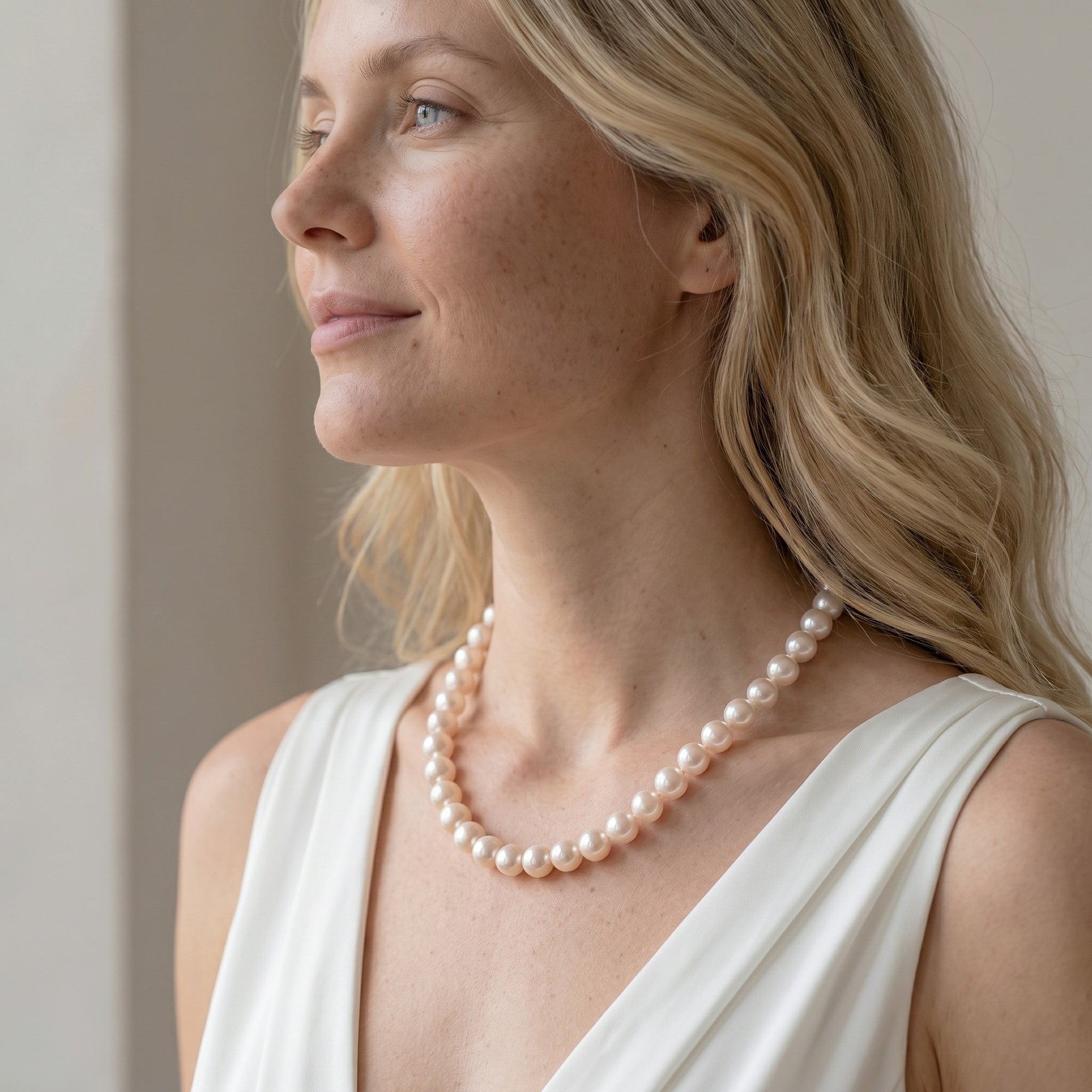 11.5-12.5mm White Freshwater Pearl Necklace - AAA Quality