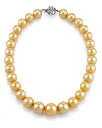 12-14mm Golden South Sea Pearl Necklace - AAAA Quality