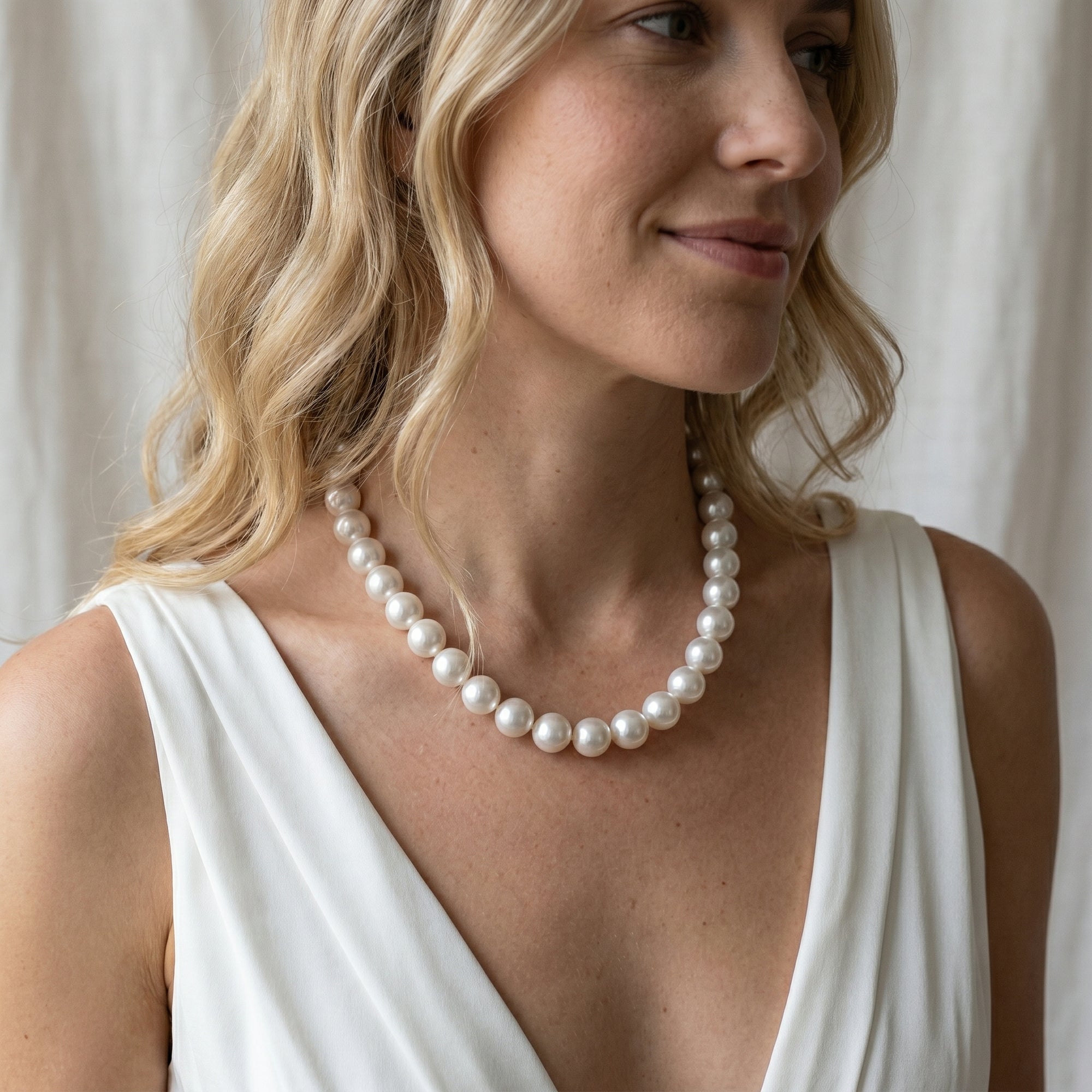 White South Sea Pearl Necklace, 12.0-15.0mm