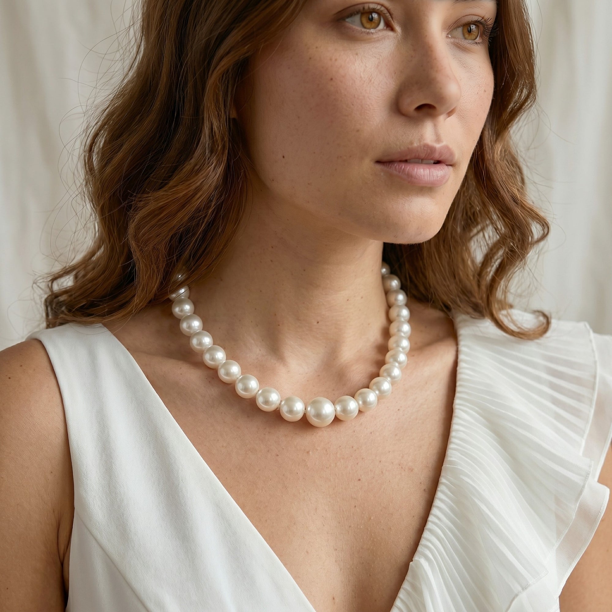 12-15mm White South Sea Pearl Necklace -  AAAA Quality