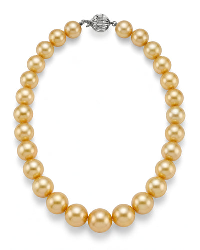 13-15mm Golden South Sea Pearl Necklace - AAAA Quality
