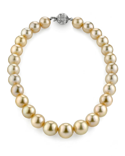 14-16mm Golden South Sea Pearl Necklace - AAAA Quality