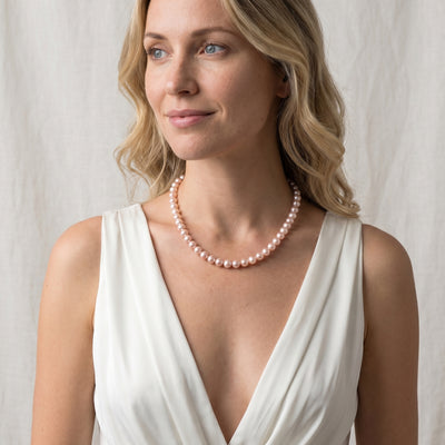 White Japanese Hanadama Akoya Pearl Necklace, 8.0-8.5mm