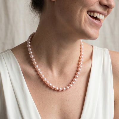 White Japanese Hanadama Akoya Pearl Necklace, 8.0-8.5mm
