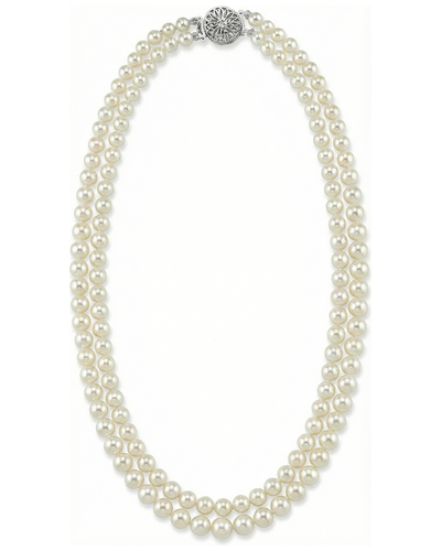 4.0-9.0mm White Freshwater Pearl Graduated Double Strand Necklace