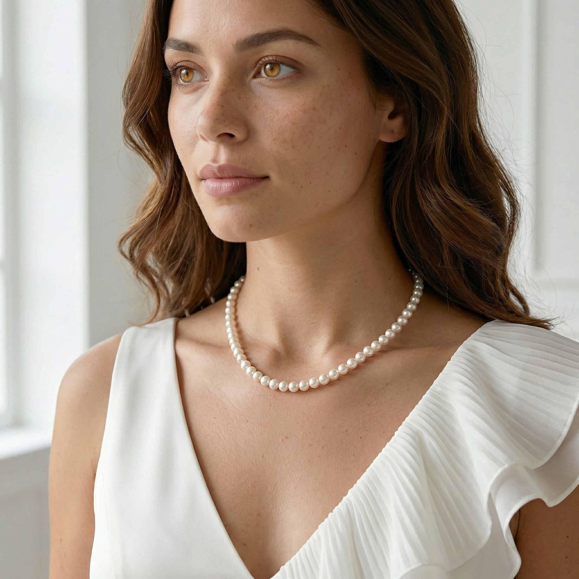 Japanese Akoya White Pearl Necklace, 5.0-5.5mm - AA+ Quality