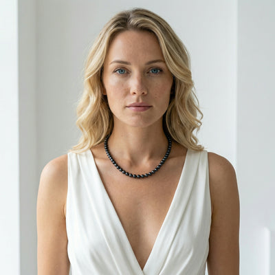 Black Japanese Akoya Pearl Necklace, 5.5-6.0mm - AA+ Quality