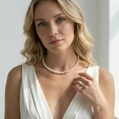 White Japanese Akoya Pearl Necklace, 5.5-6.0mm - AA+ Quality