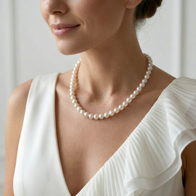 White Japanese Akoya Pearl Necklace, 6.0-6.5mm - AA+ Quality