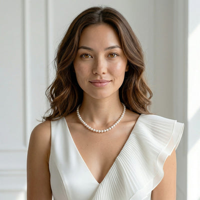 White Japanese Akoya Pearl Necklace, 6.0-6.5mm - AA+ Quality