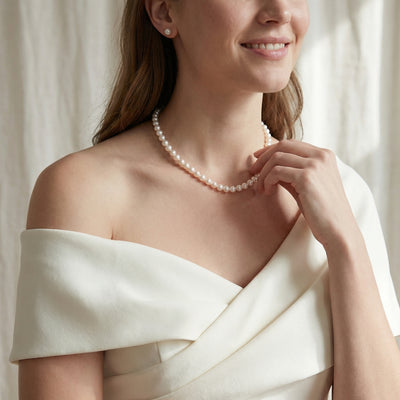 White Japanese Akoya Graduated Pearl Necklace, 6.0-9.0mm