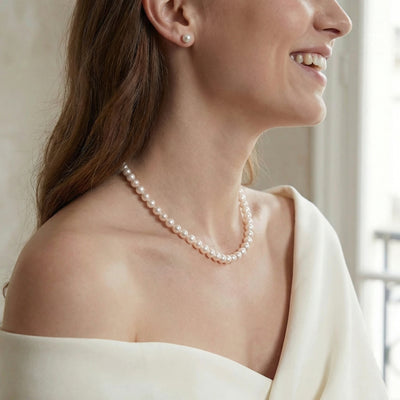 White Japanese Akoya Graduated Pearl Necklace, 6.0-9.0mm