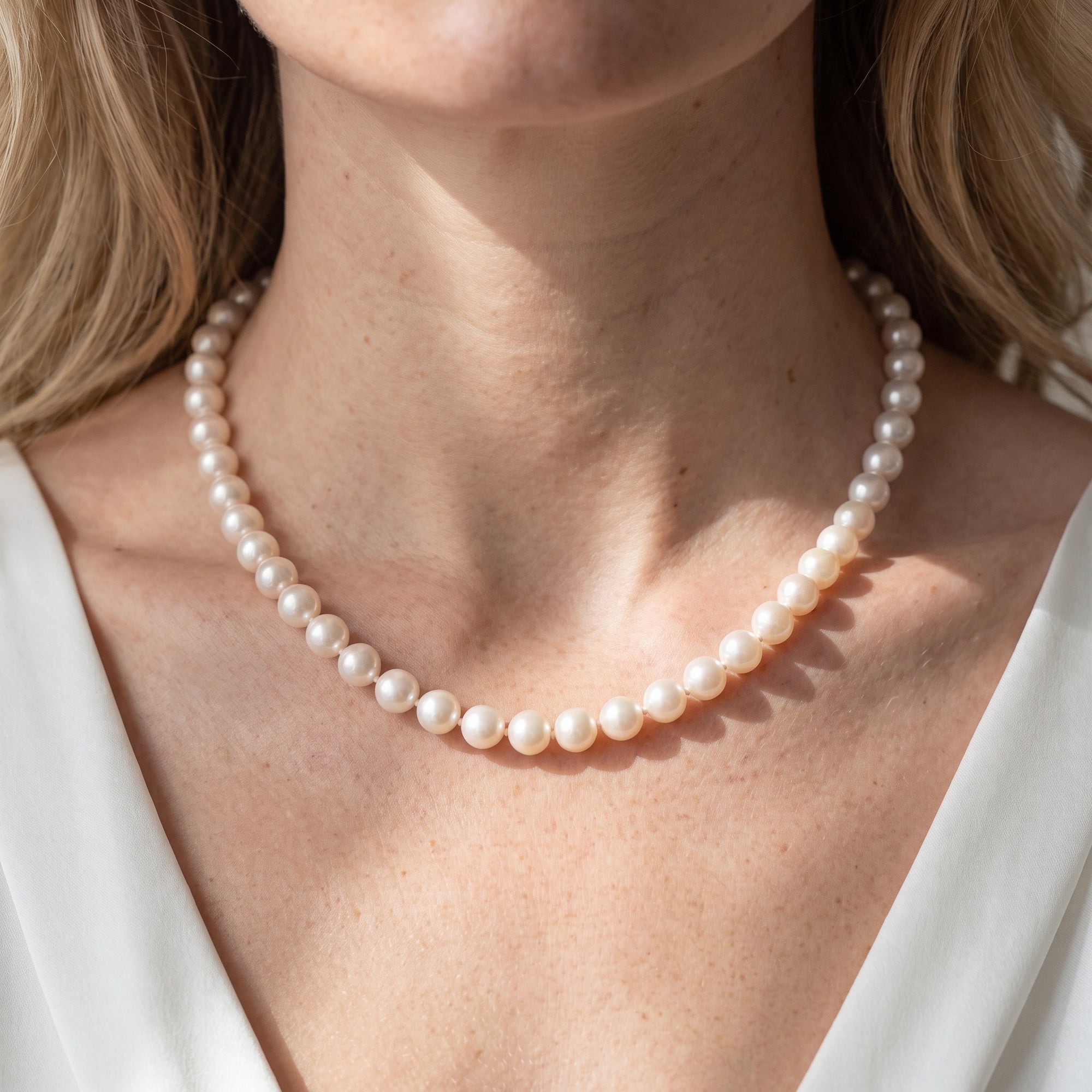 6.5-7.0mm White Freshwater Pearl Necklace - AAA Quality