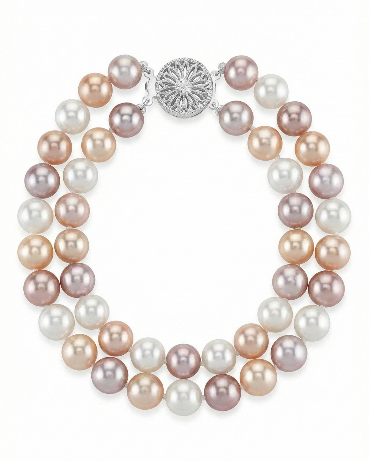 6.5-7mm Multicolor Freshwater Double Pearl Bracelet - AAA Quality