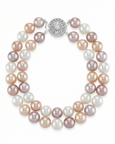 6.5-7mm Multicolor Freshwater Double Pearl Bracelet - AAA Quality