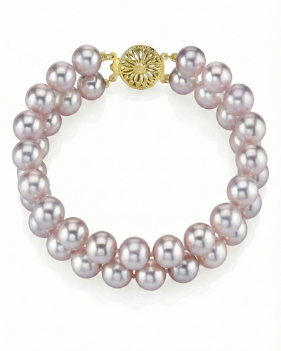 6.5-7mm Pink Freshwater Double Pearl Bracelet - AAA Quality