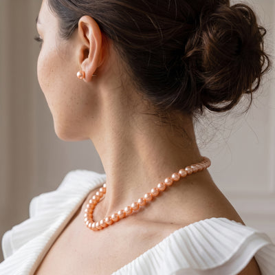 7.0-7.5mm Peach Freshwater Pearl Necklace - AAAA Quality