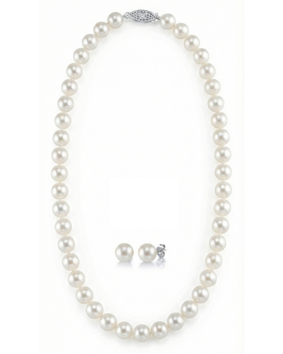 7-8mm Freshwater Choker Length Pearl Necklace & Earrings