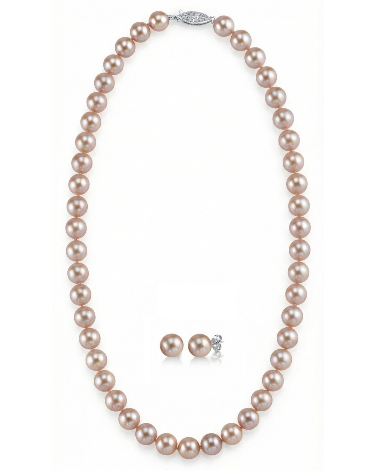 7.0-7.5mm Pink Freshwater Pearl Necklace & Earrings