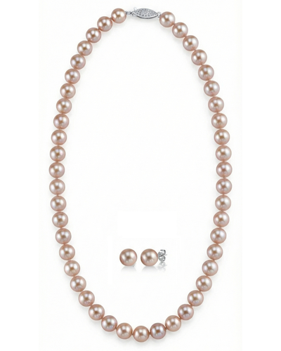7.0-7.5mm Pink Freshwater Pearl Necklace & Earrings