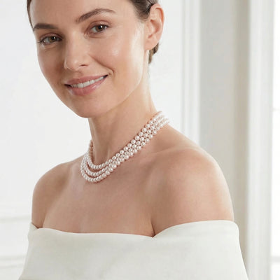 Hanadama Akoya White Pearl Triple Strand Necklace