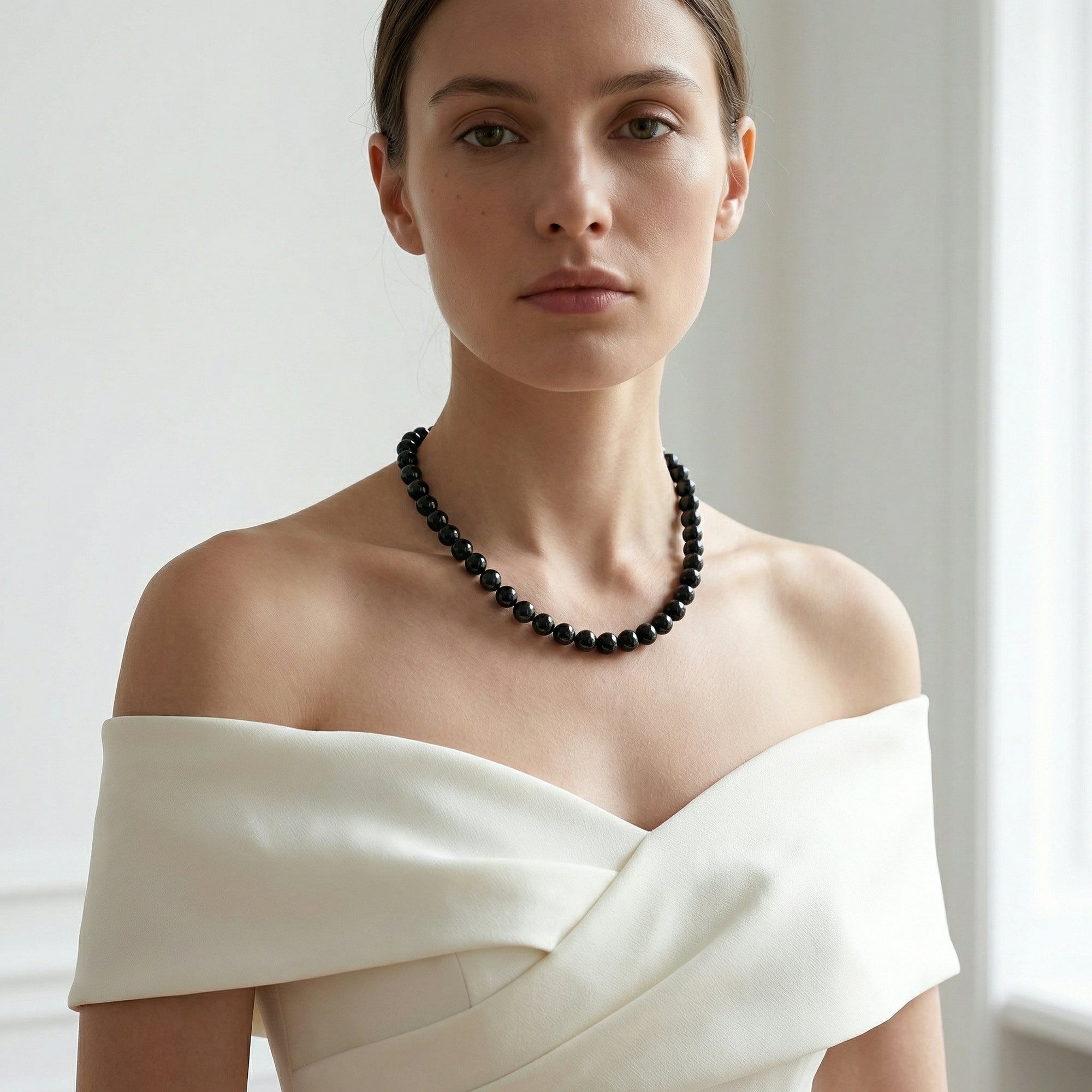 Black Japanese Akoya Pearl Necklace, 8.0-8.5mm - AA+ Quality