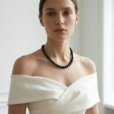 Black Japanese Akoya Pearl Necklace, 8.0-8.5mm - AA+ Quality