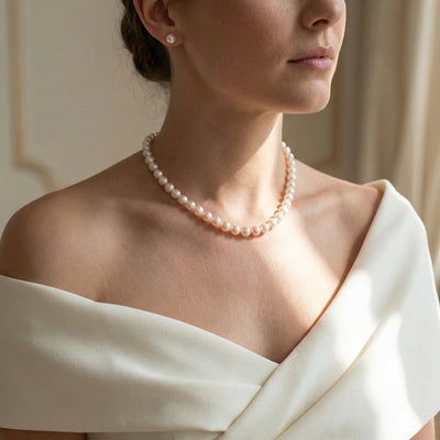 White Japanese Akoya Pearl Necklace, 8.0-8.5mm - AA+ Quality