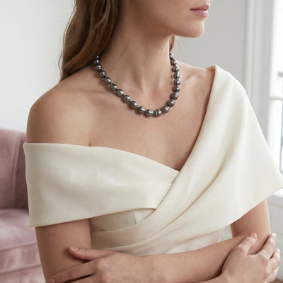 Dark Tahitian Baroque Pearl Necklace, 8.0-10.0mm