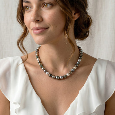 Multi-Color Tahitian & South Sea Pearl Necklace, 8.0-10.0mm - AAAA Quality