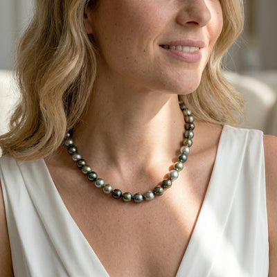 Multi-Color Tahitian Baroque Pearl Necklace, 8.0-10.0mm