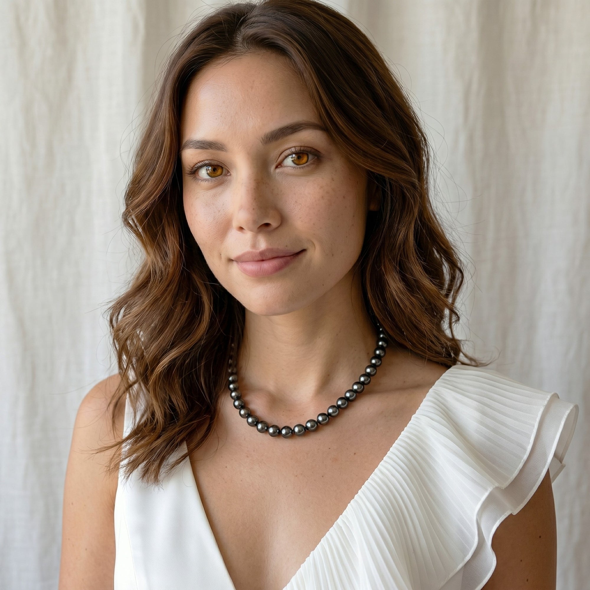 True Round Black Tahitian Pearl Necklace, 8.0-10.0mm - AAA/AAAA Quality