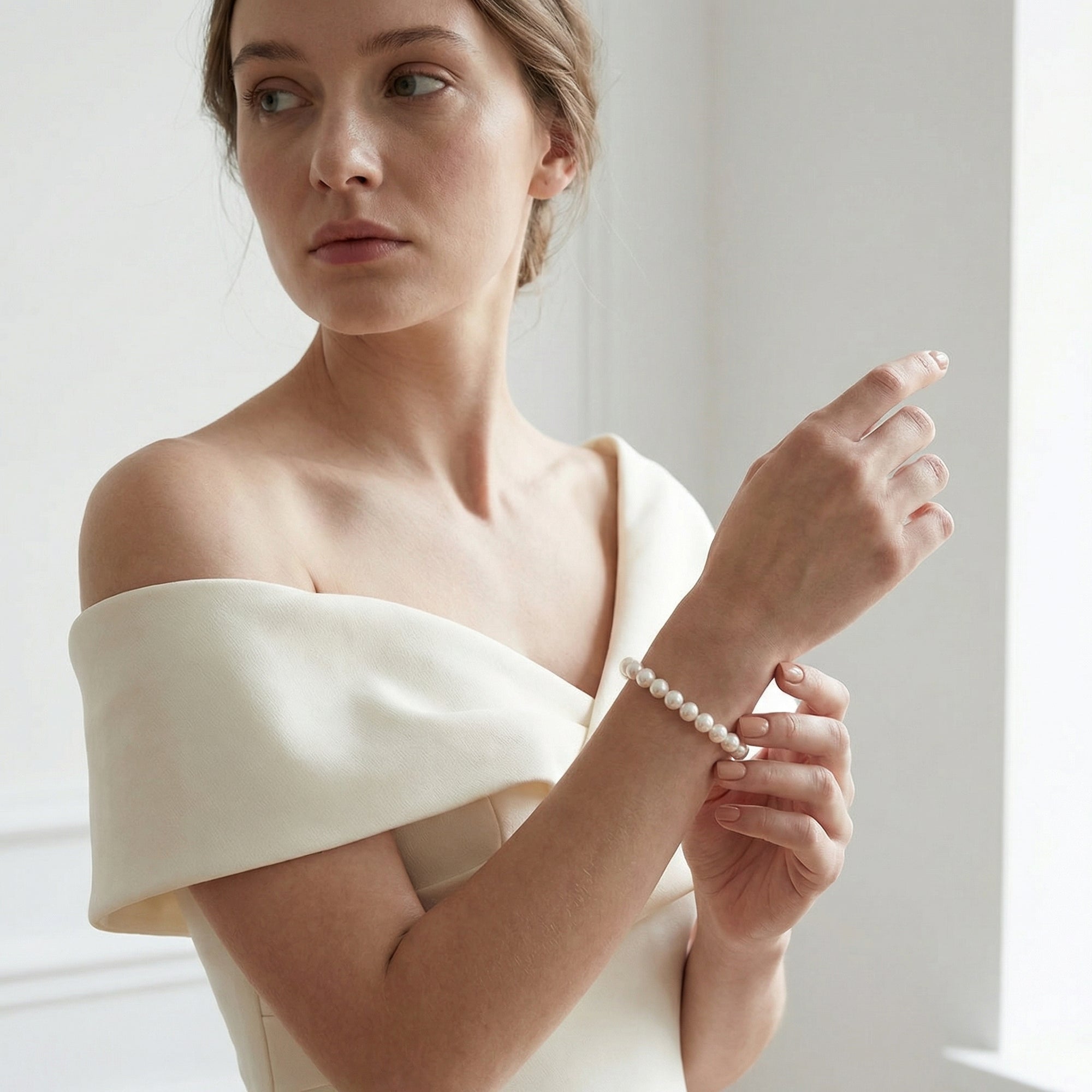 White Japanese Akoya Pearl Bracelet, 8.5-9.0mm