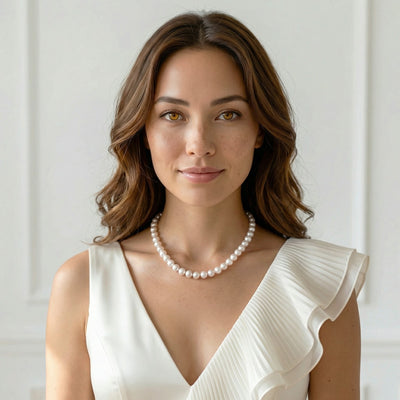 White Japanese Akoya Pearl Necklace, 8.5-9.0mm - AA+ Quality