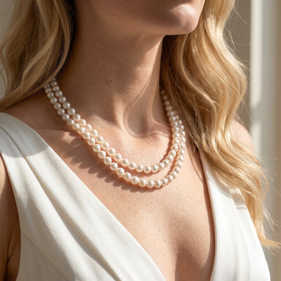 8.0-8.5mm Double Strand White Freshwater Pearl Necklace
