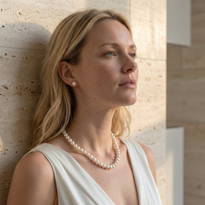 8-9mm White Freshwater Choker Length Pearl Necklace