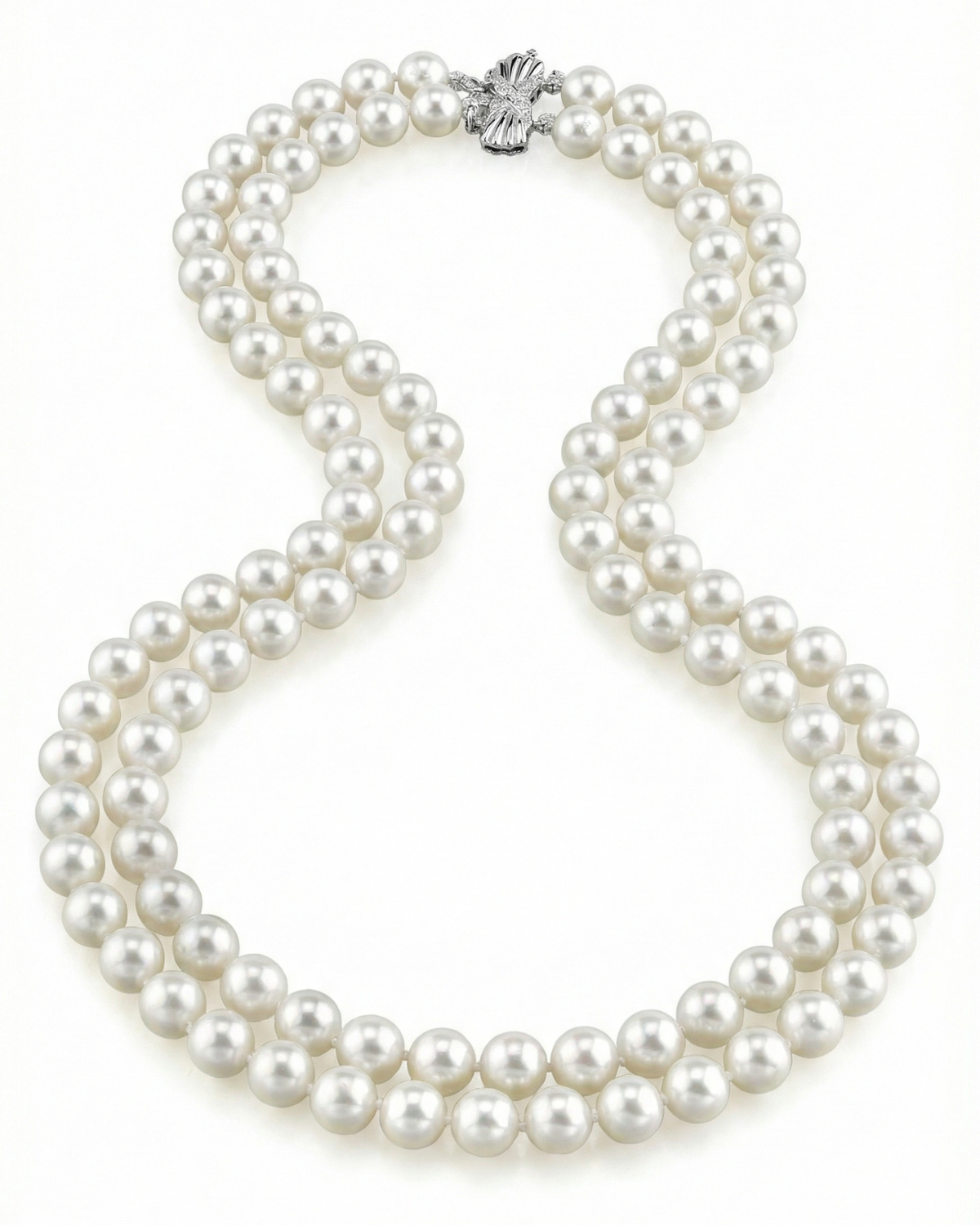 8.0-8.5mm Double Strand White Freshwater Pearl Necklace