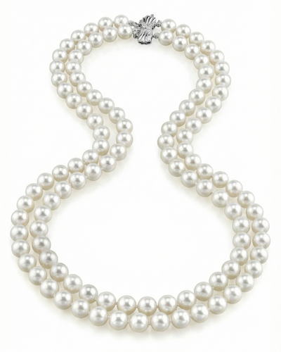 8.0-8.5mm Double Strand White Freshwater Pearl Necklace