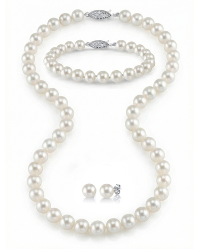 8.0-8.5mm Freshwater Pearl Necklace, Bracelet & Earrings